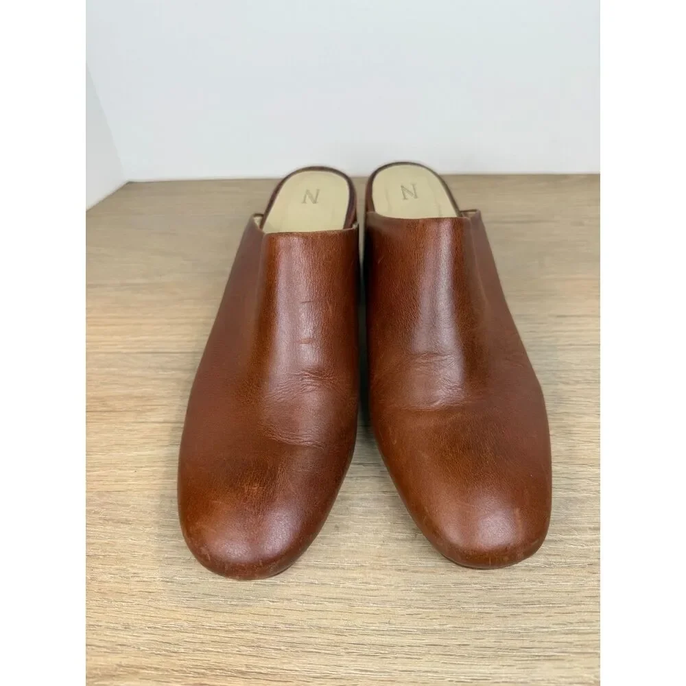 Nisolo Brown Leather Block Heel Mules
